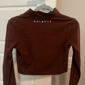 Balance athletica cropped zip up jacket brown